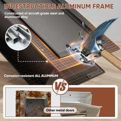 VOSOIR all-aluminum dog door frame emphasizes rust resistance and durability.