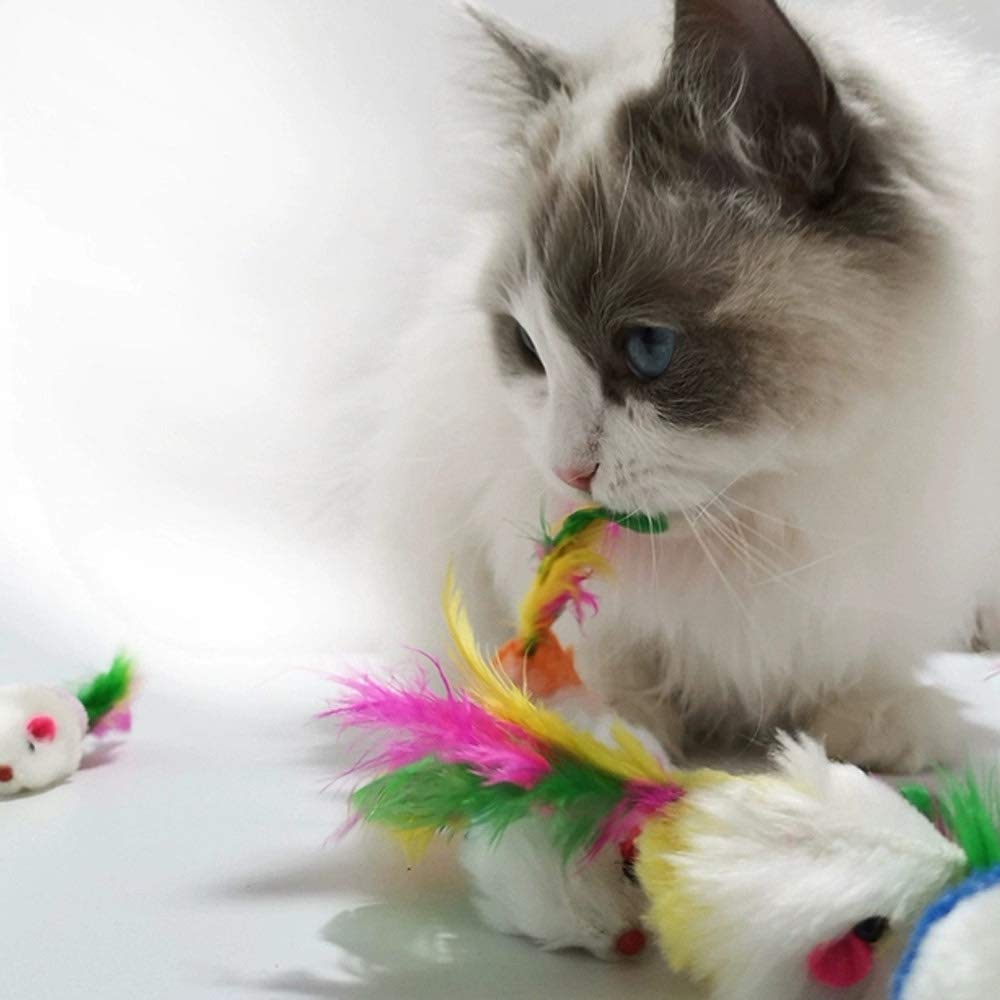 VOVIGGOL cat mice toys small-size are easy for tiny paws and quick grabs.