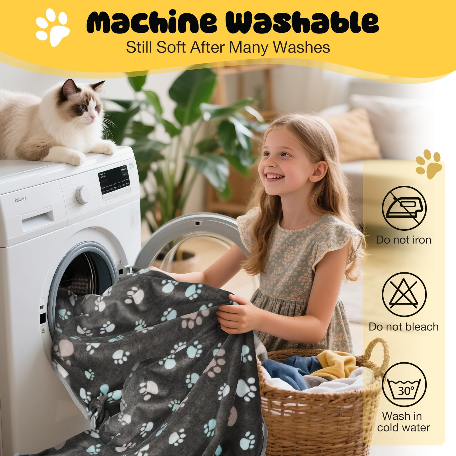 Vowanop blanket protects furniture from hair while offering pet comfort indoors.