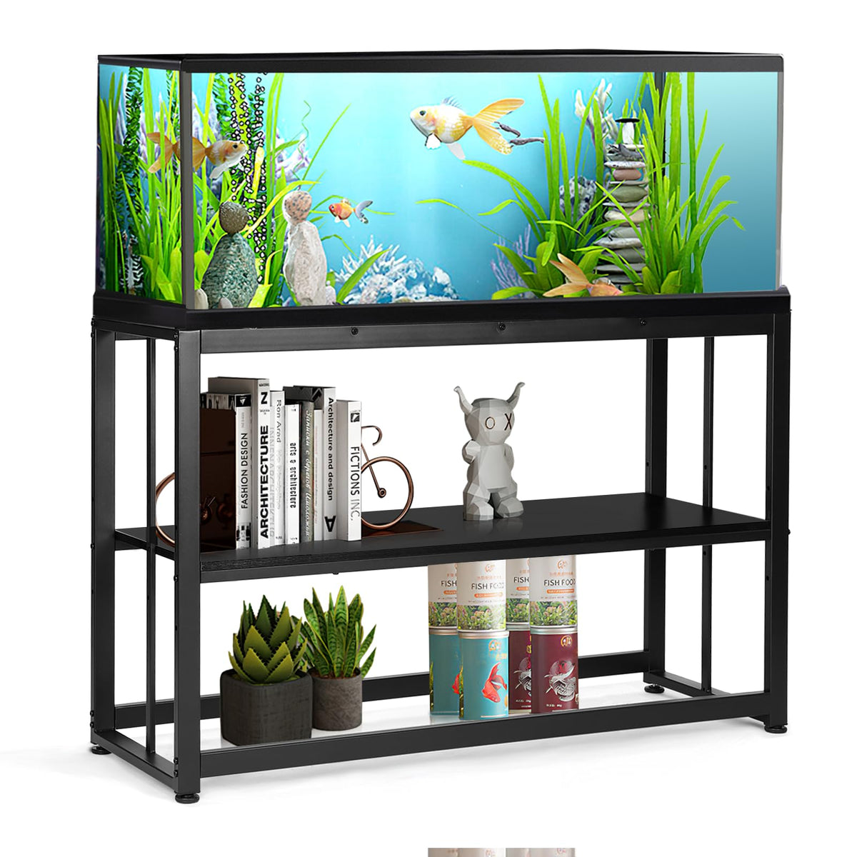 VOWNER 55-75 gallon stand front view shows stable support for large aquariums.