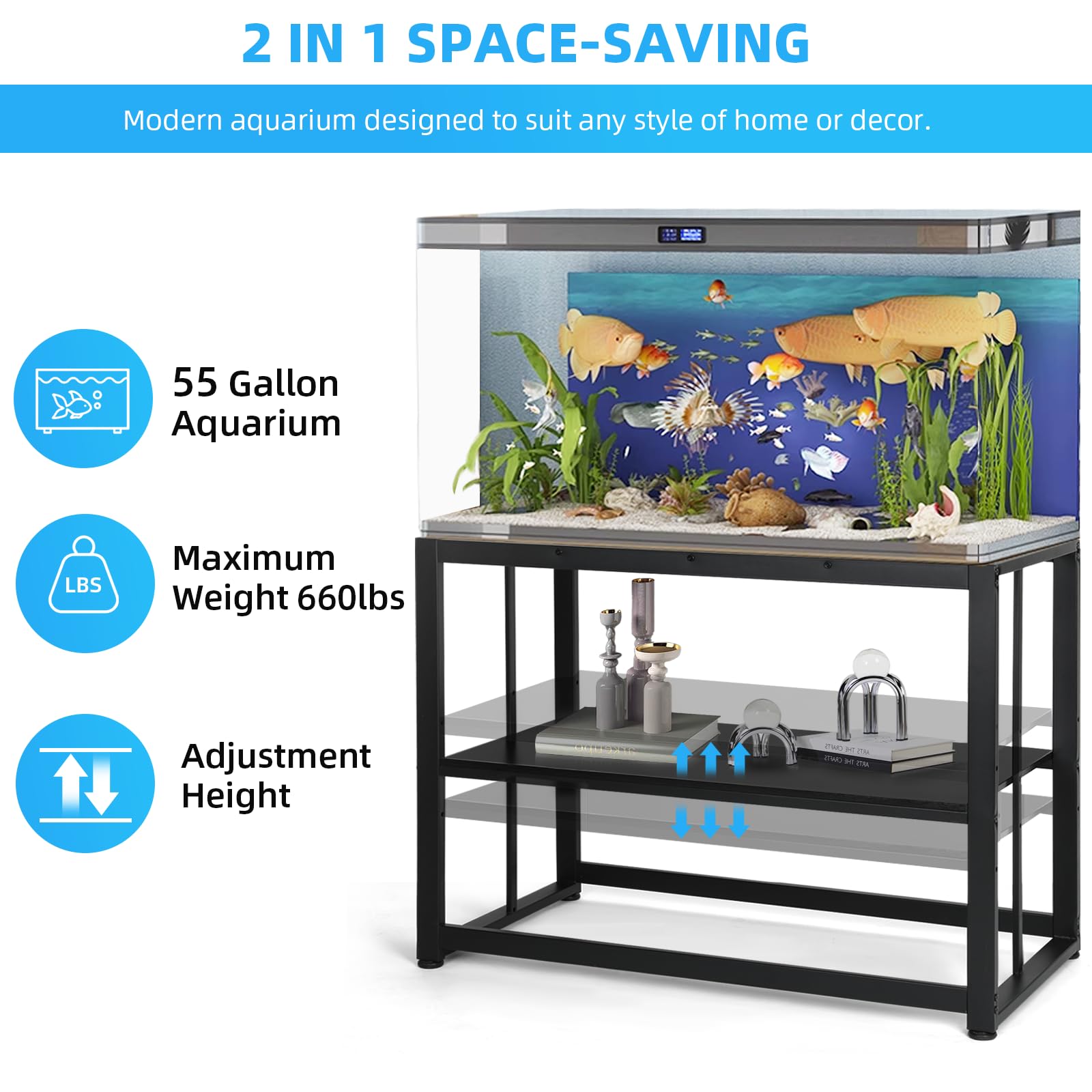VOWNER adjustable-shelves close-up highlights 3-inch shelf movement for tailored storage.