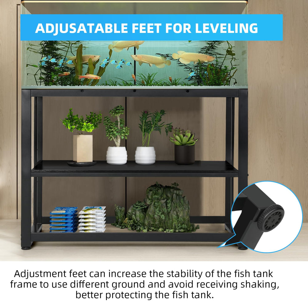 VOWNER black-finish aquarium stand complements modern home offices.