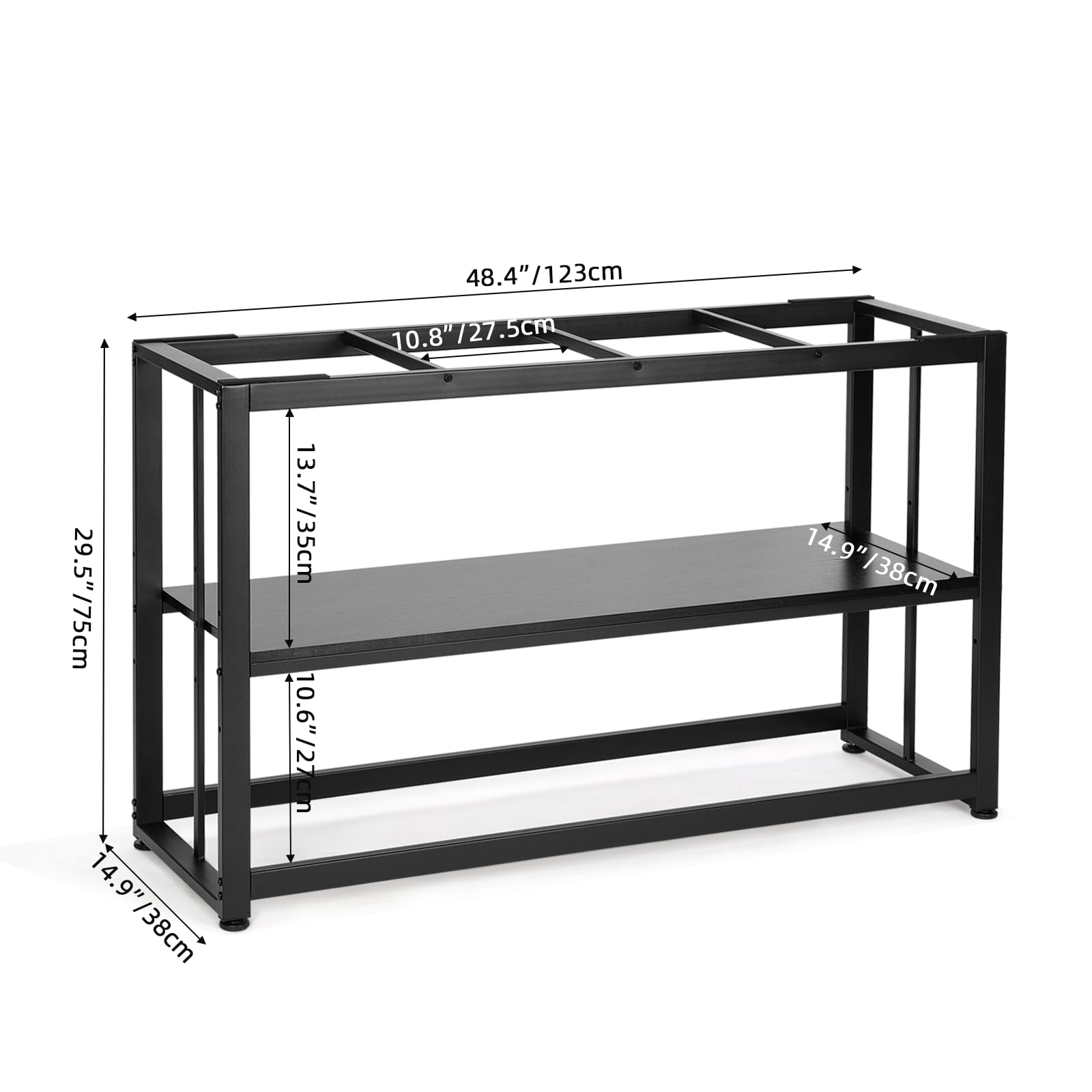 VOWNER heavy-duty stand side view emphasizes rugged build for durable home setup.