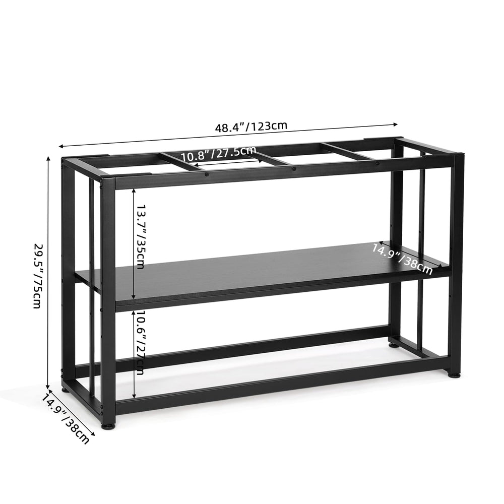 VOWNER heavy-duty stand side view emphasizes rugged build for durable home setup.