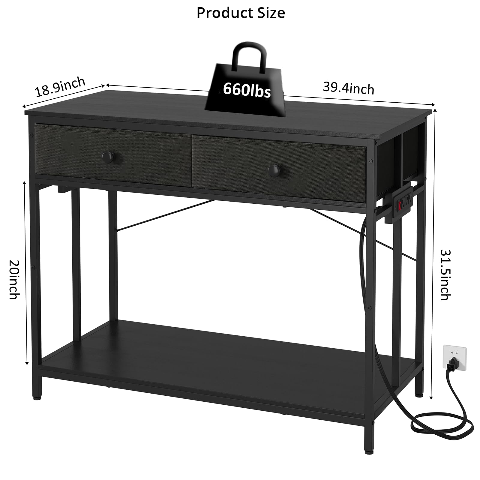 VOWNER stand side view highlighting integrated power outlets for tank equipment