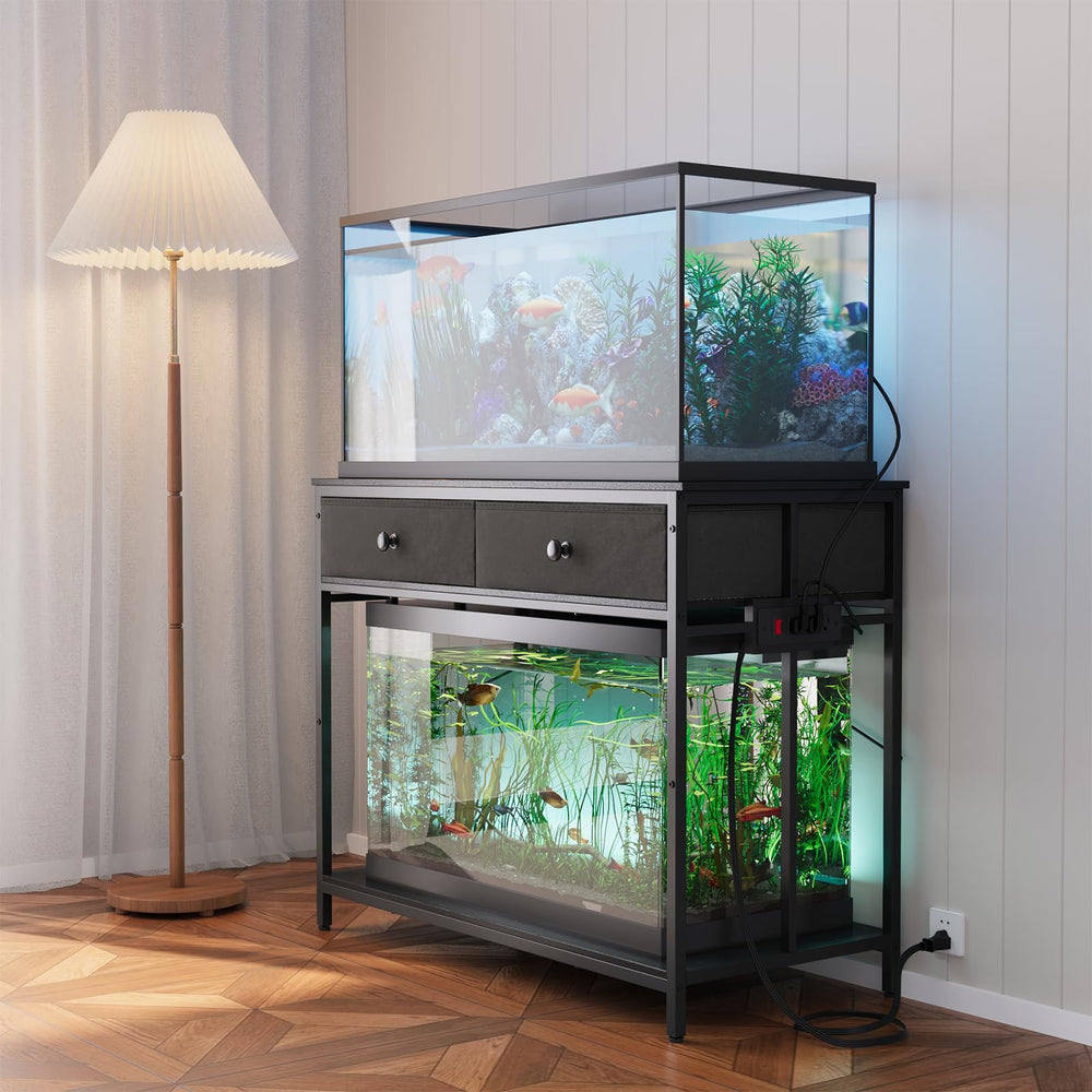 VOWNER stand two-tier design allowing fish tank on top and reptile tank below