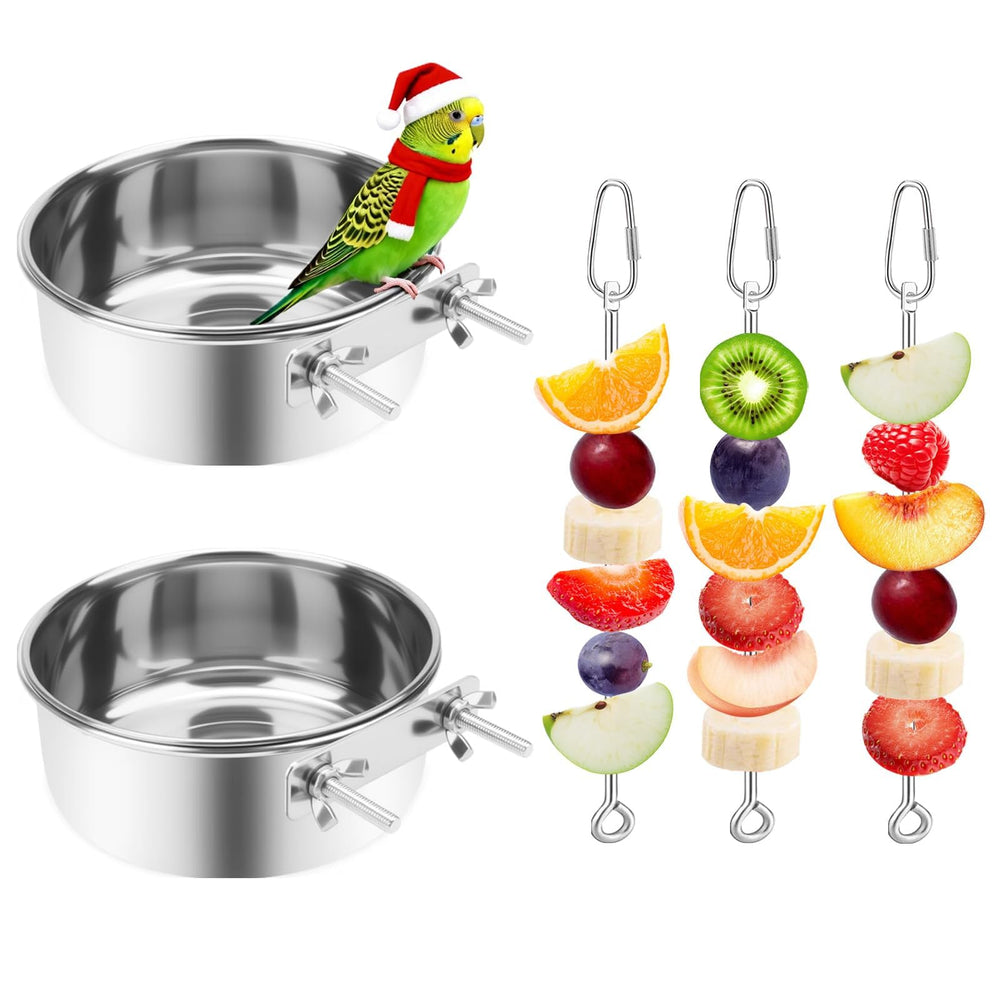 VOXGET bird feeding dish cups with two bowls provide stable feeding in cages