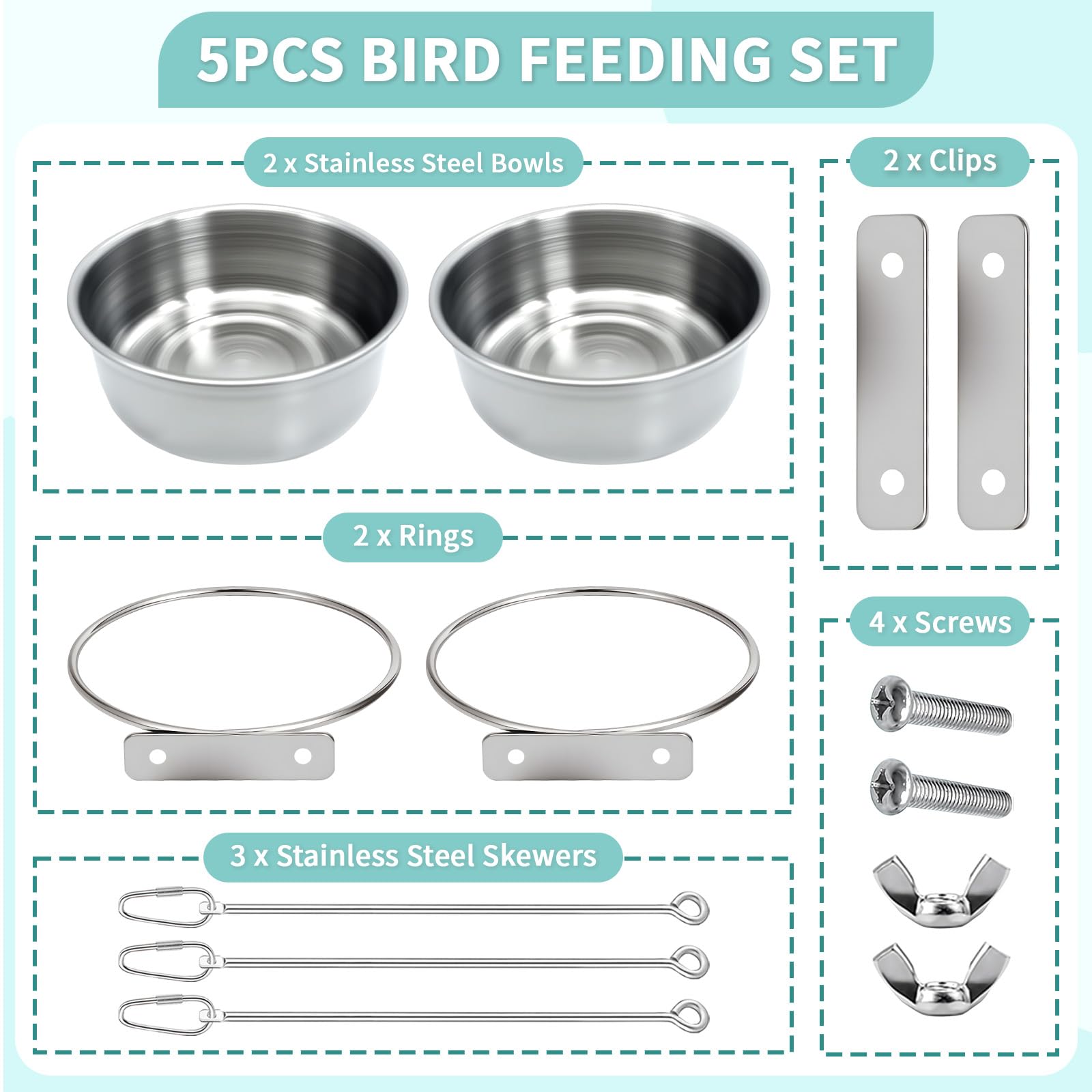 VOXGET cage mount bracket anti spill keeps bowls secure and tidy