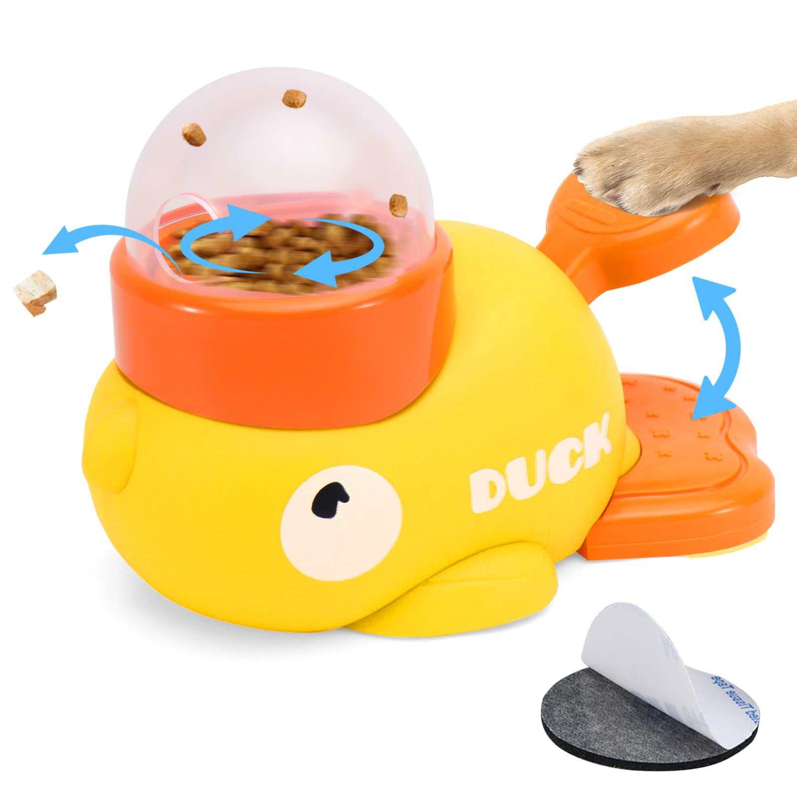 VOXGET duck puzzle toy side view demonstrates engaging mental stimulation during mealtime.