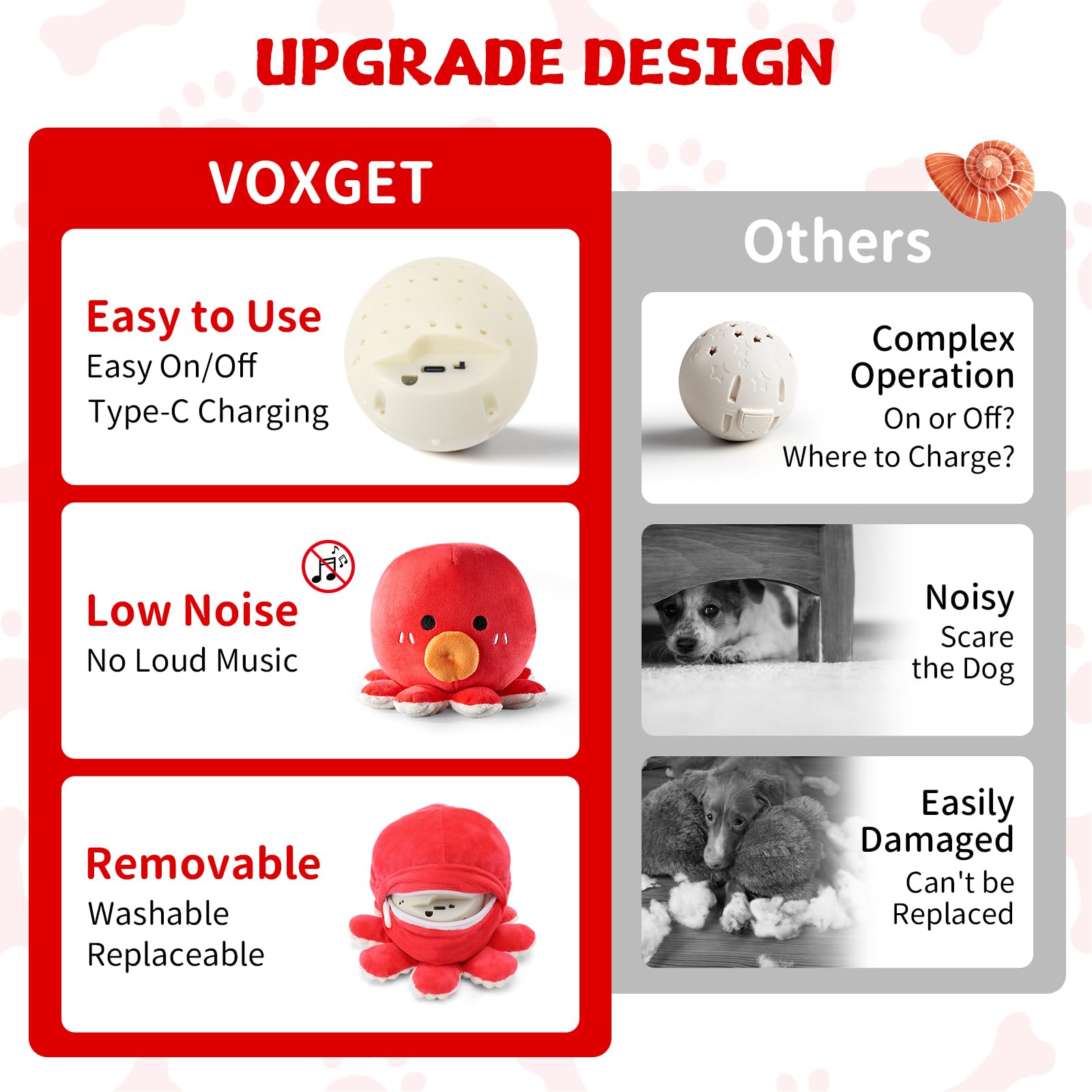 VOXGET Octopus Toy plush cover zipper keeps ball secure during play