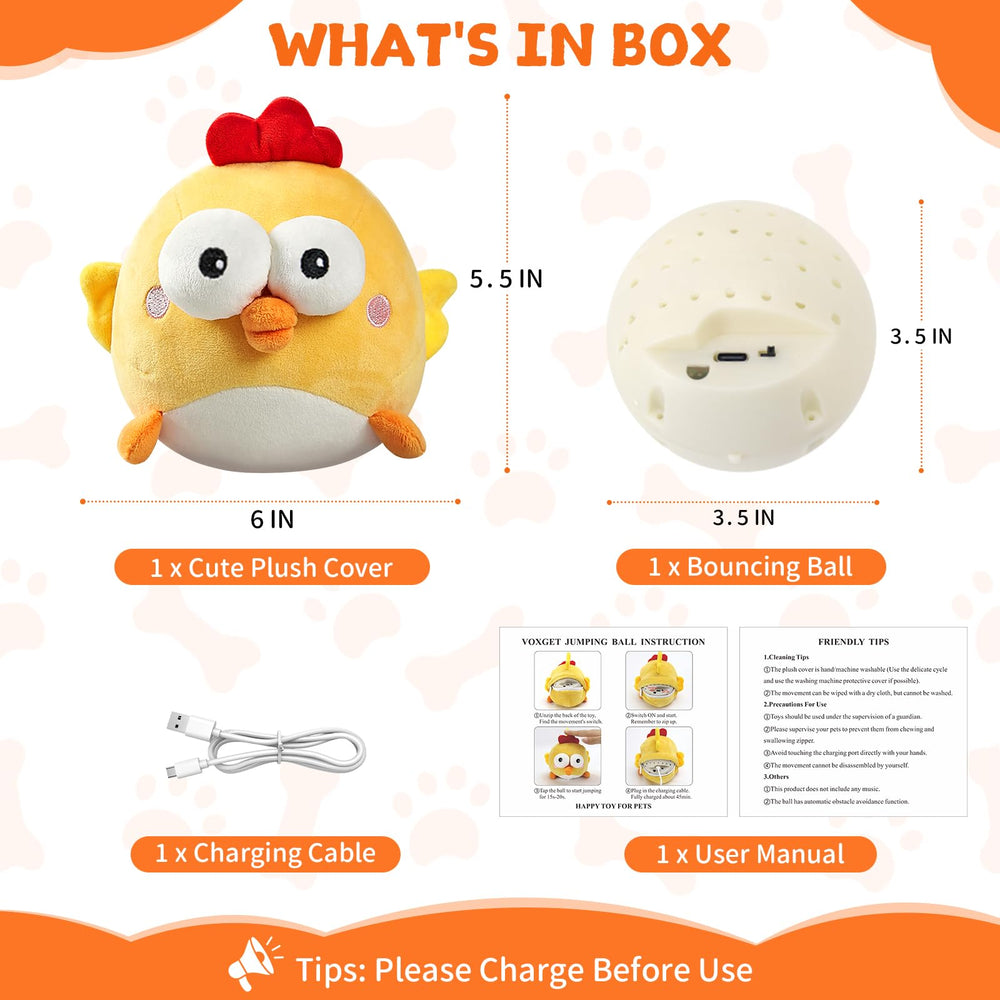 VOXGET squeaky ball inside plush cover adds audible cue during playtime.