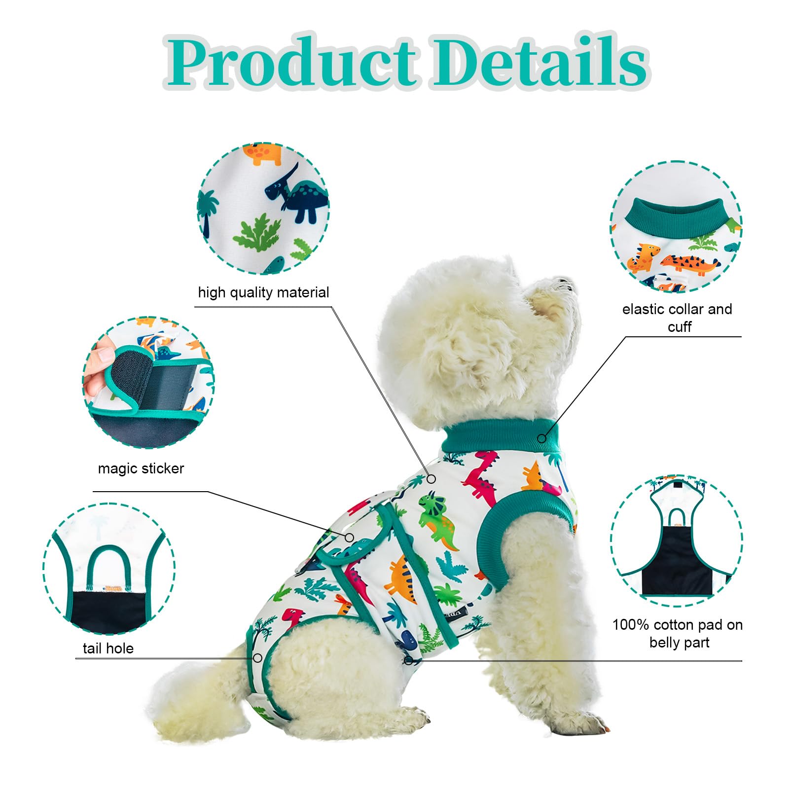 V.PET.B.R dog surgery recovery suit cone-alternative wear reduces post-surgery stress.