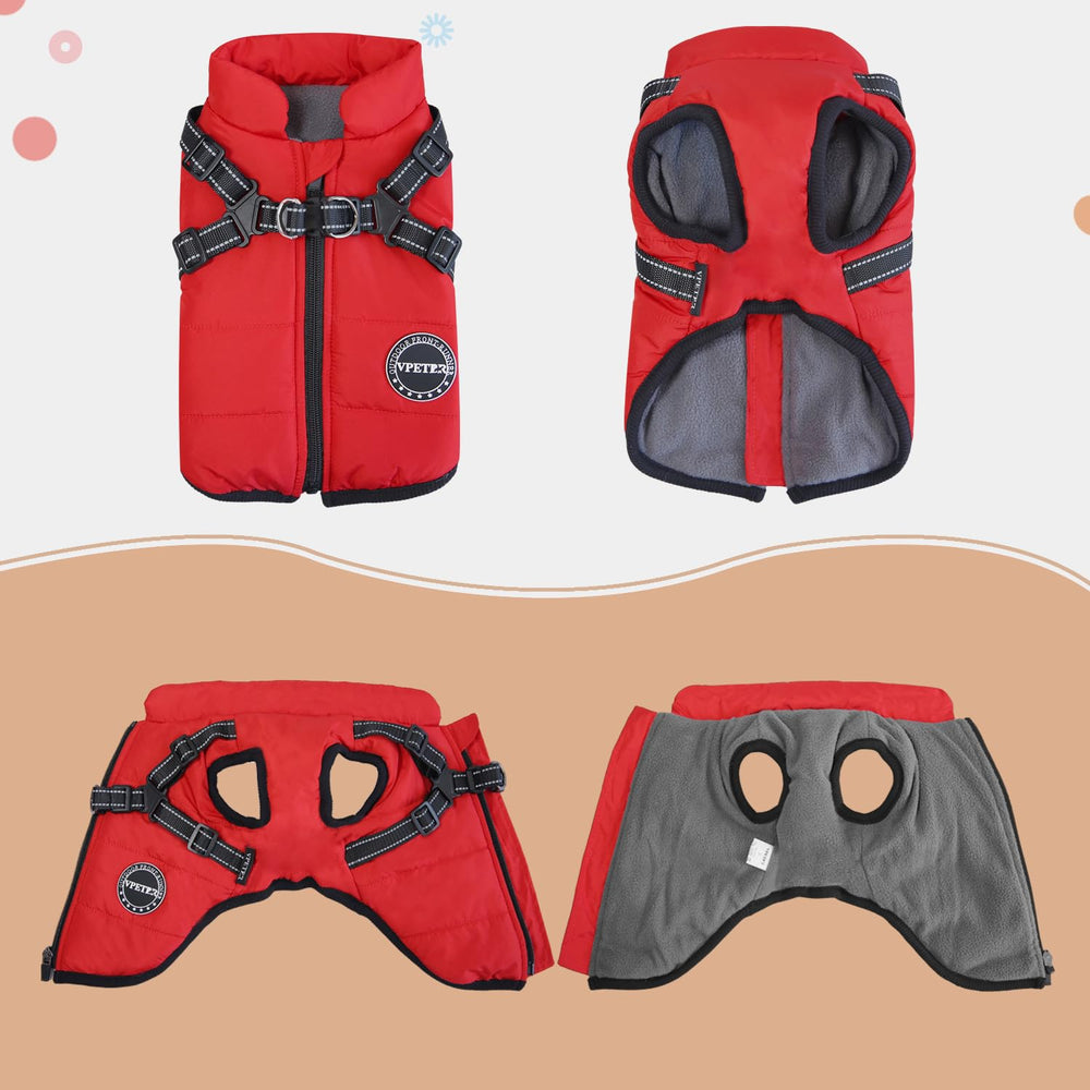 V.PET.B.R dog winter coat zipper detail enables quick on-off for busy mornings