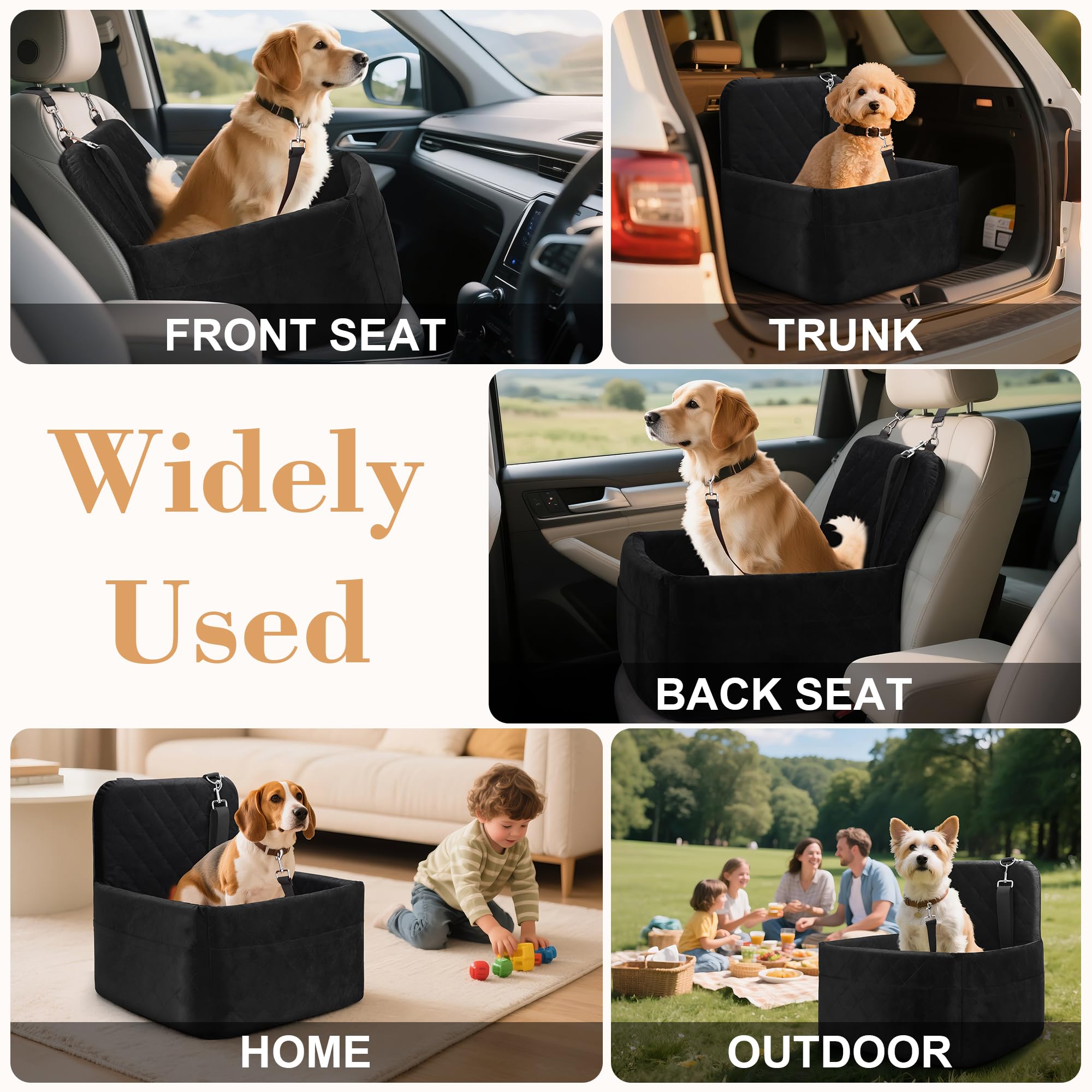 VSAPRDT dog car seat adjustable pads provide customizable height for comfort
