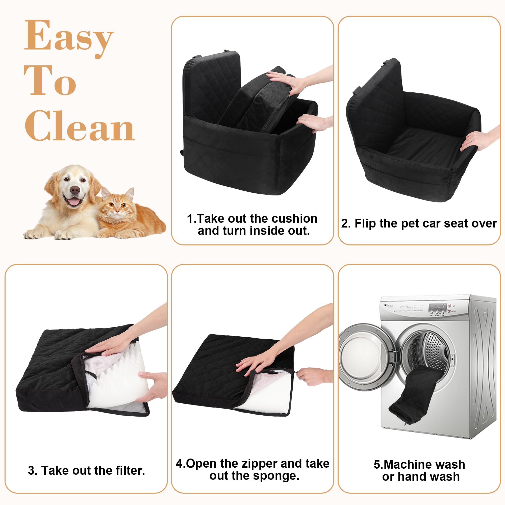VSAPRDT dog car seat two-dogs-capacity fits two small dogs under 15 lb each