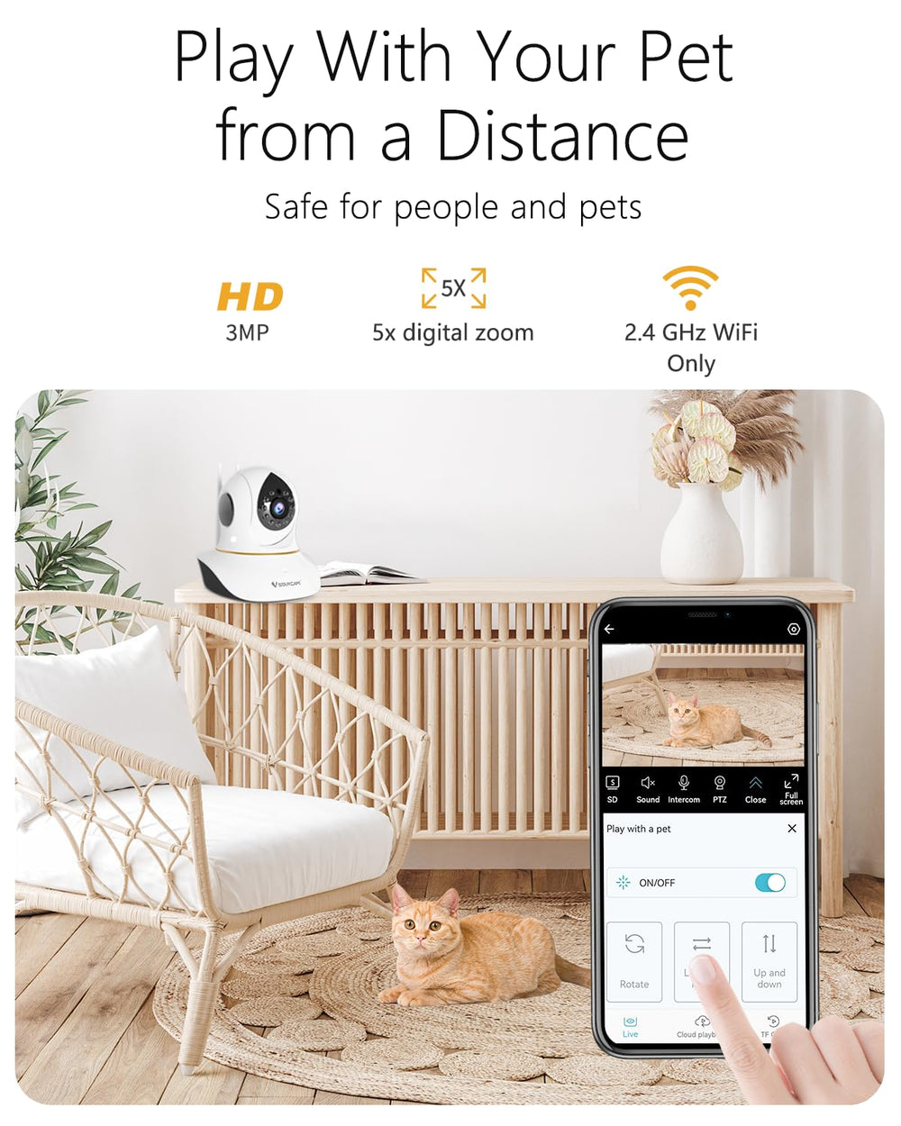 VSTARCAM 2K HD clarity lets you spot playful expressions and favorite toys clearly.