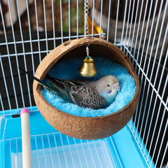 VTurboWay coconut nest with warm pad enhances winter comfort for small birds.