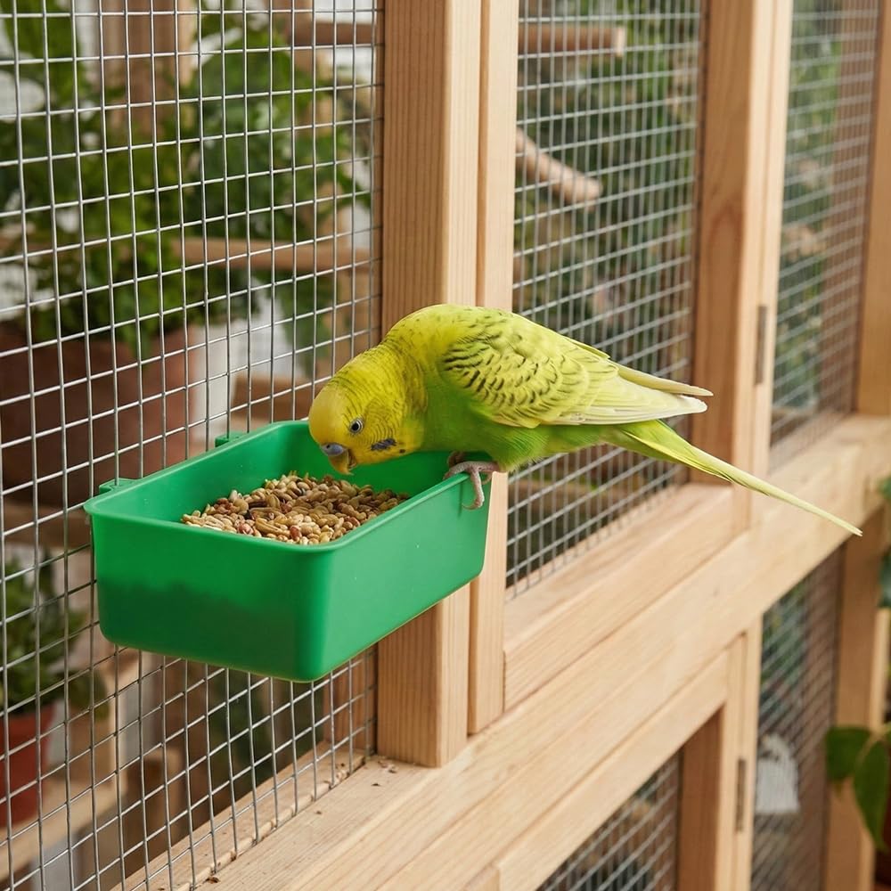 VTurboWay parrot food bowls close-up showing PVC material