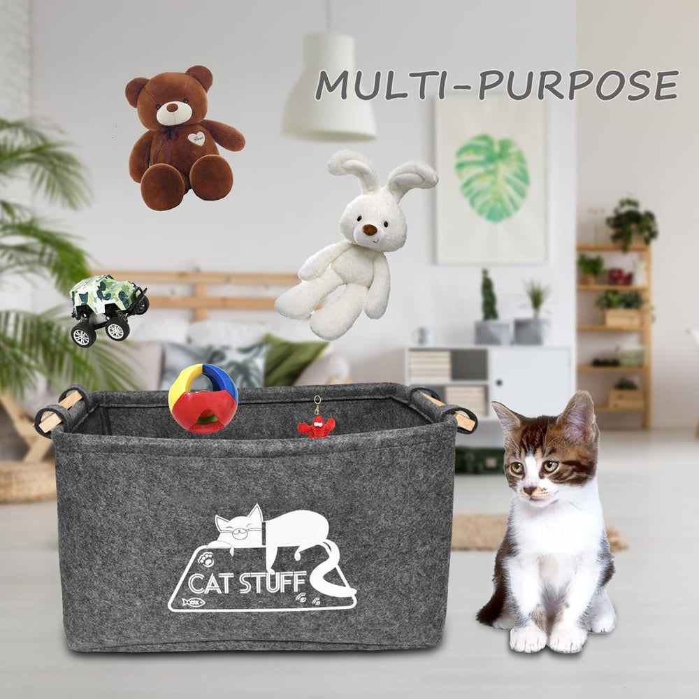 Vumdua cat toy box with wood handles for easy transport
