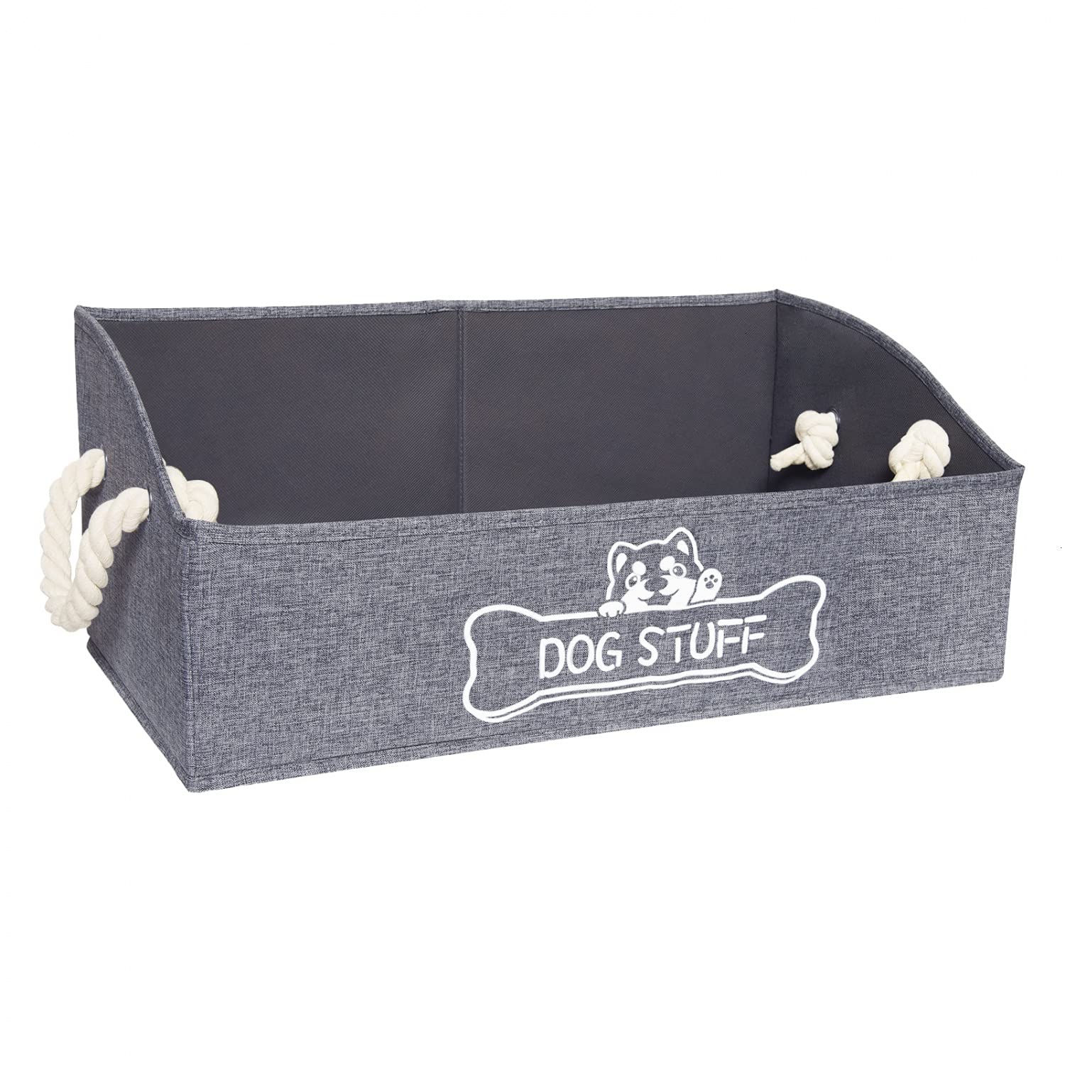 Vumdua dog toy box front view with sturdy handles for easy transport.