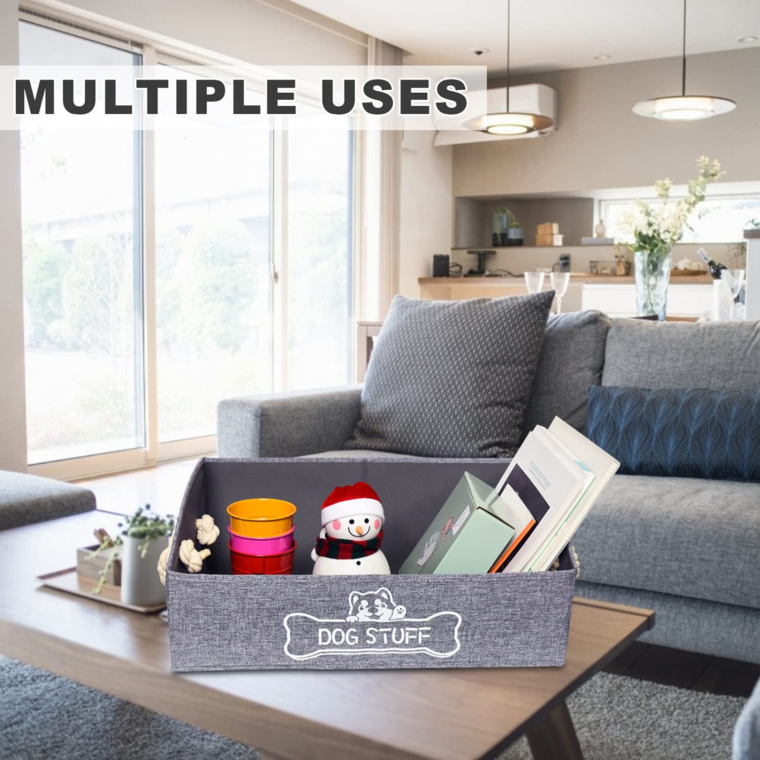 Vumdua dog toy box interior detail shows bottom support for shape retention.