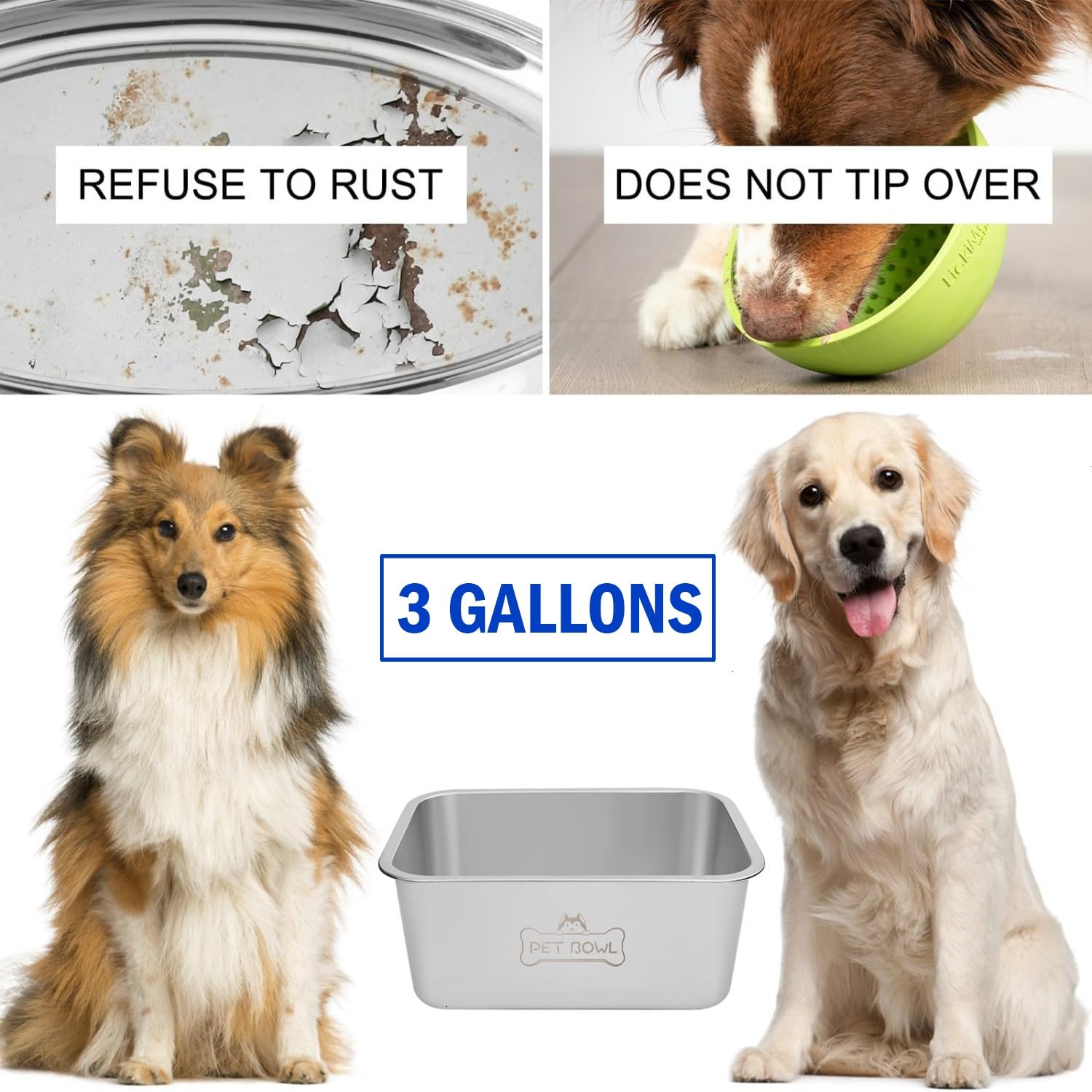 Vumdua stainless steel dog bowl shows dishwasher-safe design for easy cleaning after meals.