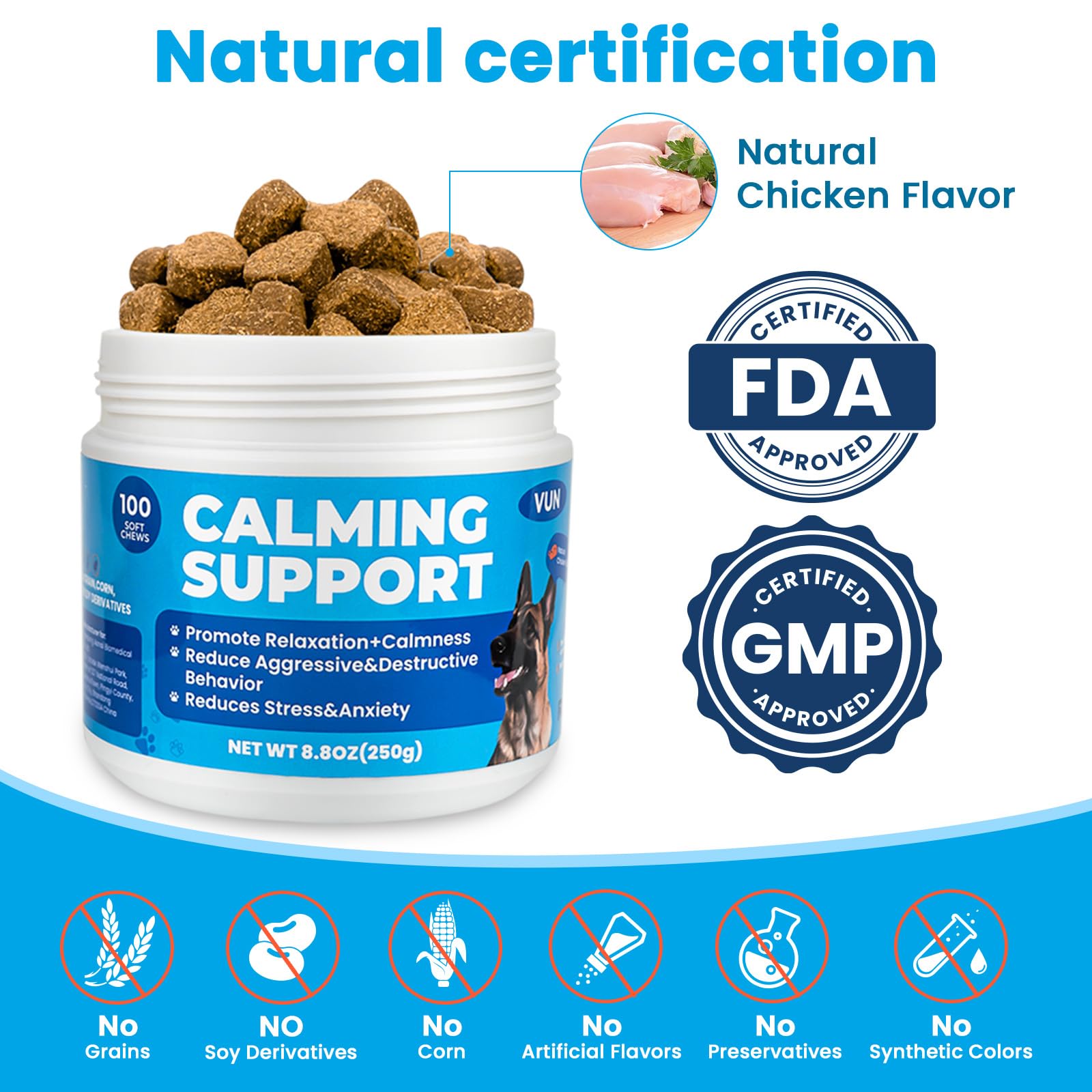 VUN Calming Chews during separation for relaxed pups.