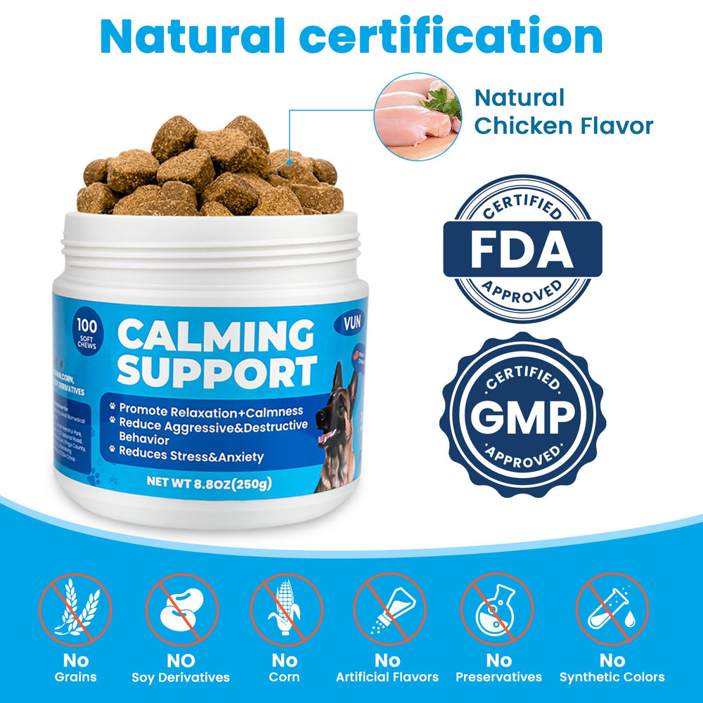 VUN Calming Chews during separation for relaxed pups.