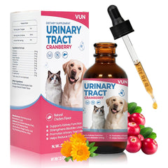VUN dog-cat uti treatment bottle packaging showing natural urinary health support.