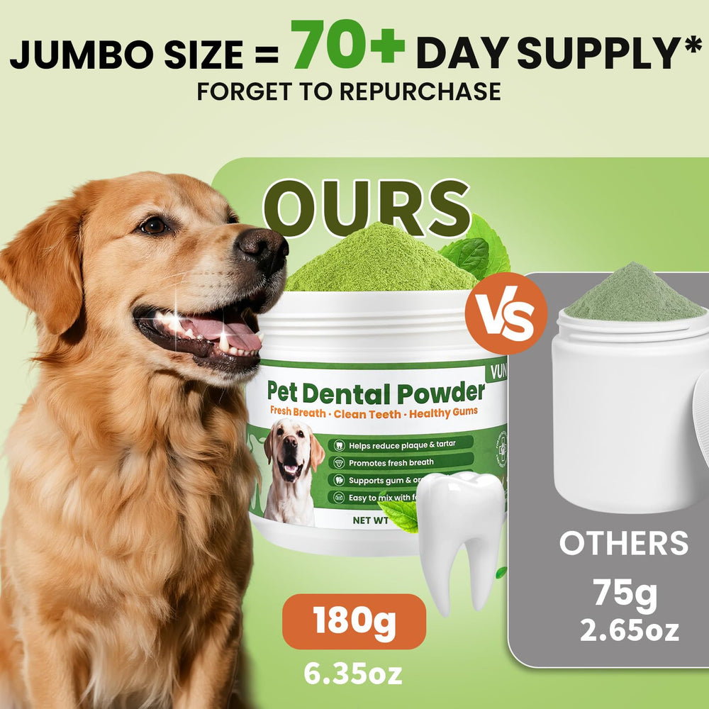 VUN Dog Dental Powder appeals to picky eaters