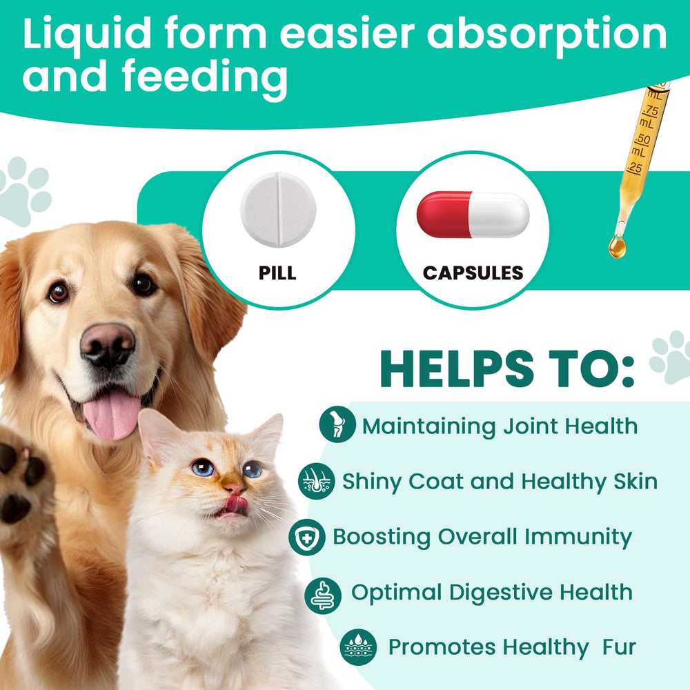 VUN Liquid Collagen Drops for cats highlighting skin and coat health