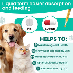 VUN Liquid Collagen Drops for cats highlighting skin and coat health