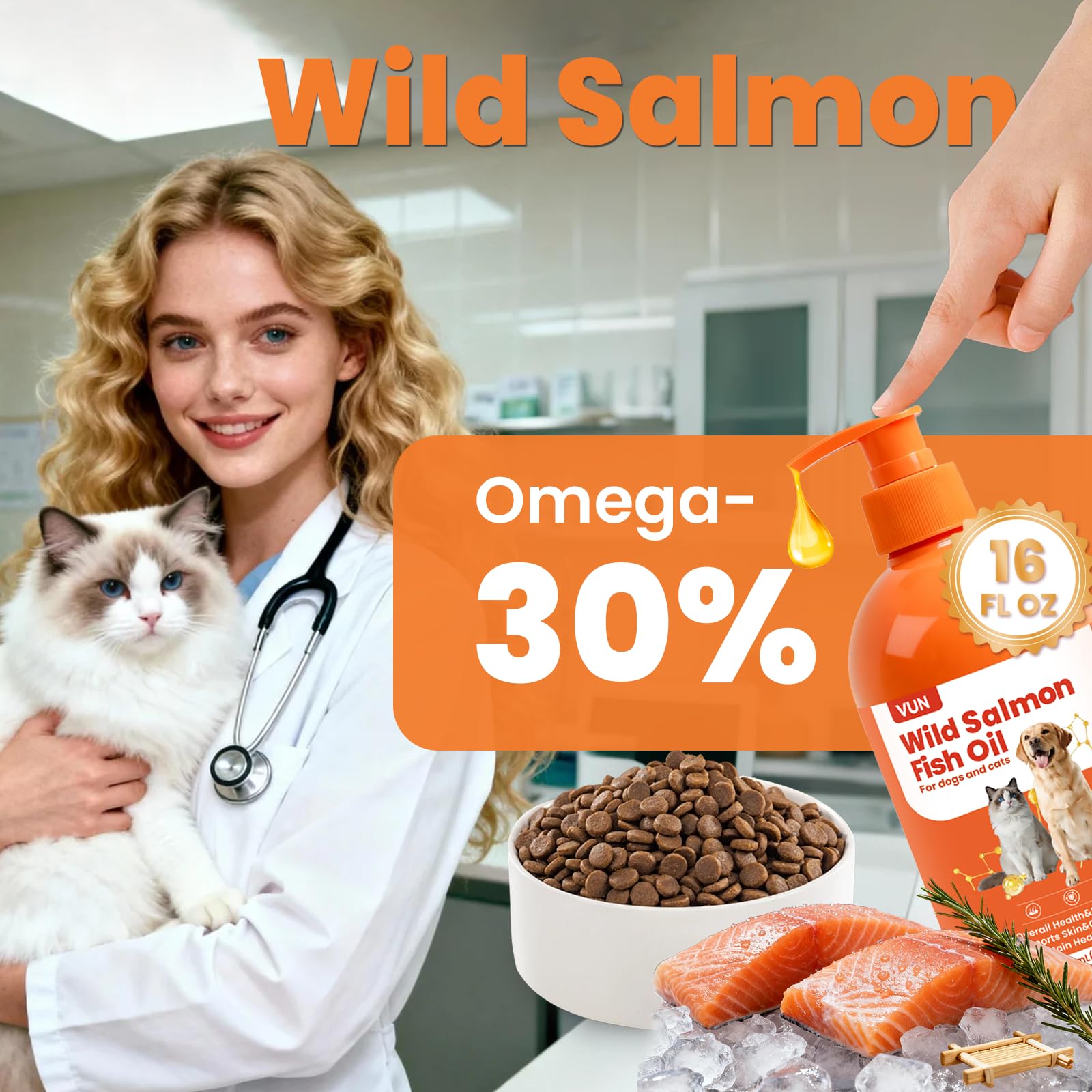 VUN Salmon Fish Oil GMP-certified label ensures purity.