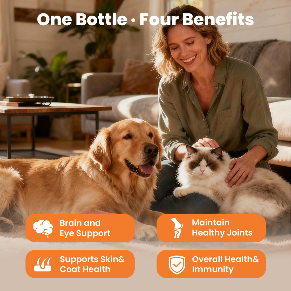 VUN Salmon Fish Oil mixes easily into pet meals.