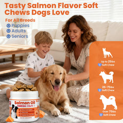 VUN Salmon oil dog chews texture closeup illustrating soothing relief for dry skin.