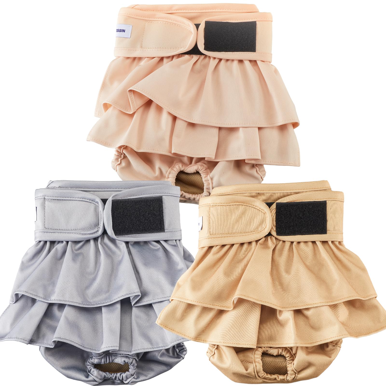 VUNCESSIN reusable dog diapers in patterned designs reduce home mess during training.