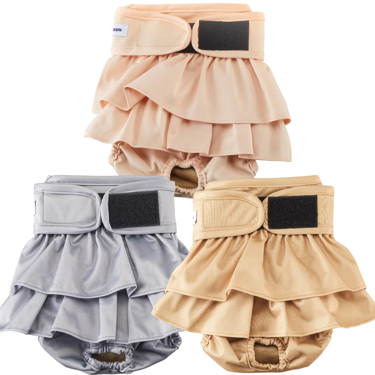 VUNCESSIN reusable dog diapers in patterned designs reduce home mess during training.