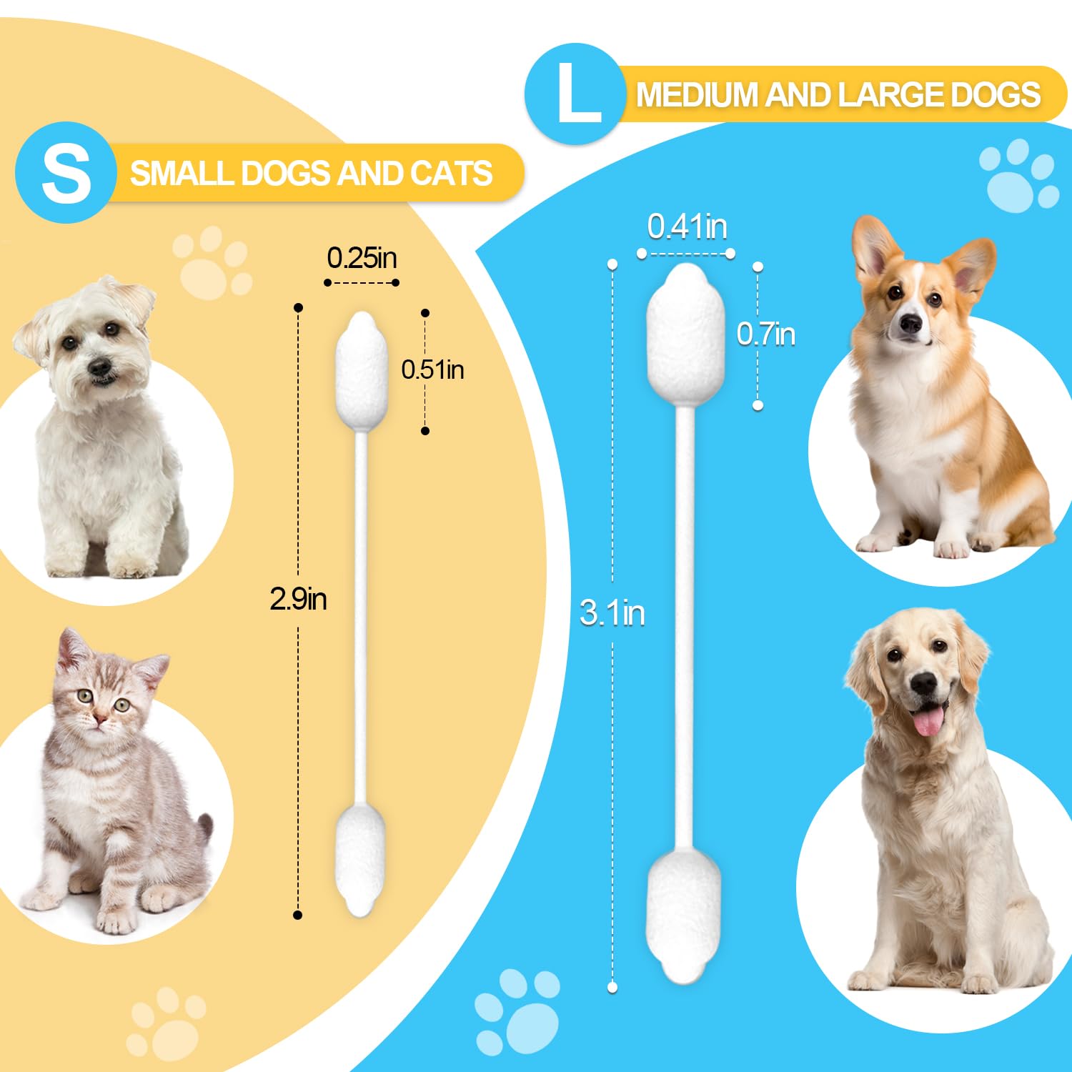 VVHOMIFE dog ear swabs gently reach ear folds for comfortable cleaning