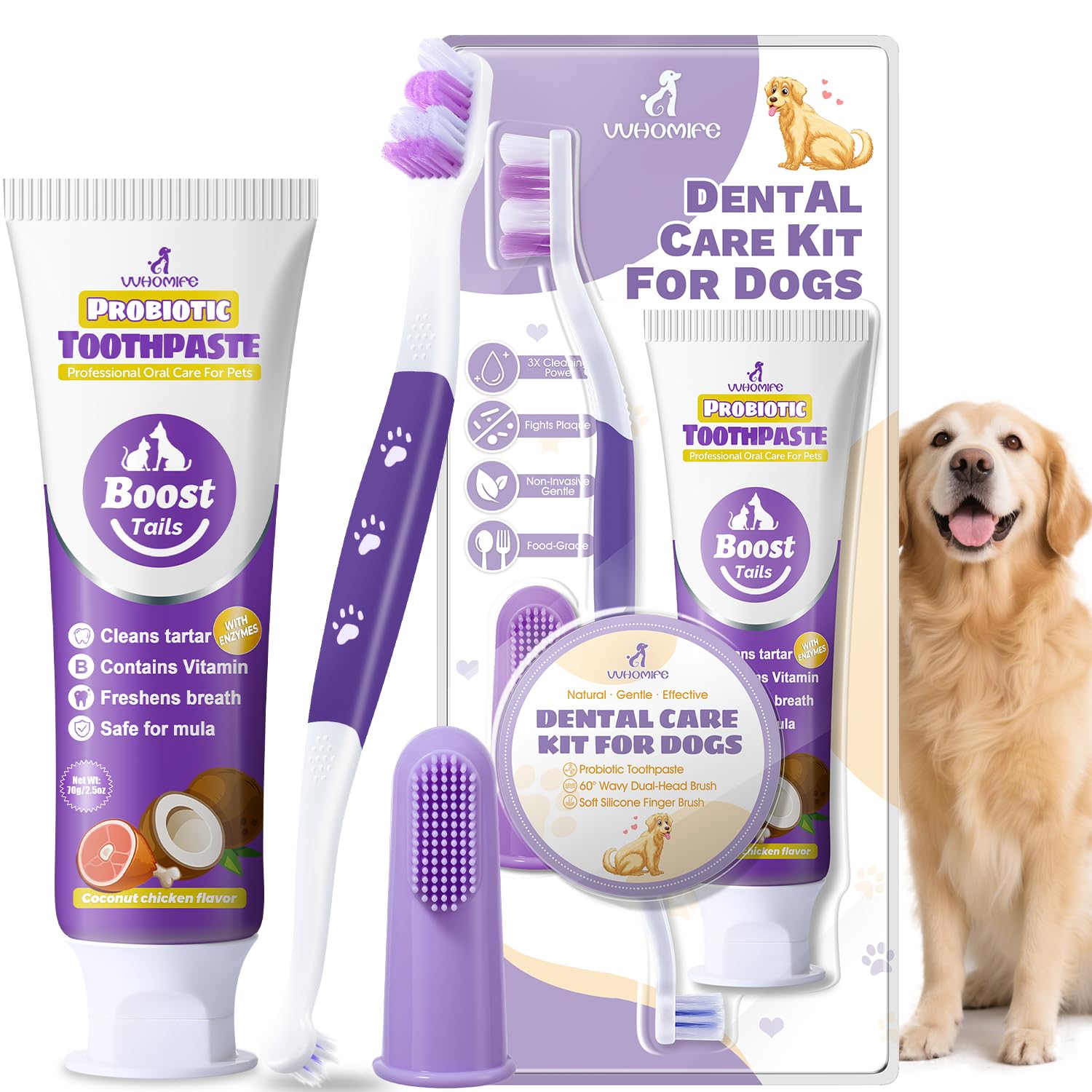 VVHOMIFE toothpaste tube with coconut flavor for gentle dog dental care