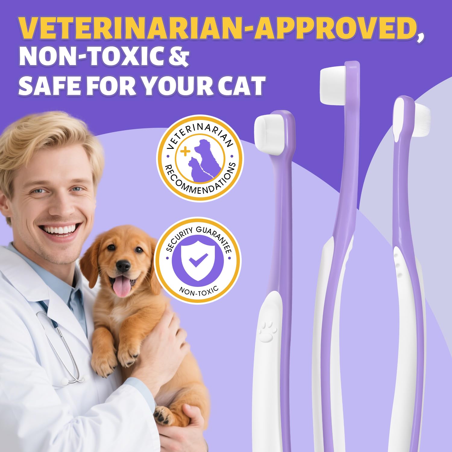 VVHOMIFE pet-safe materials ensure safe daily brushing for puppies.