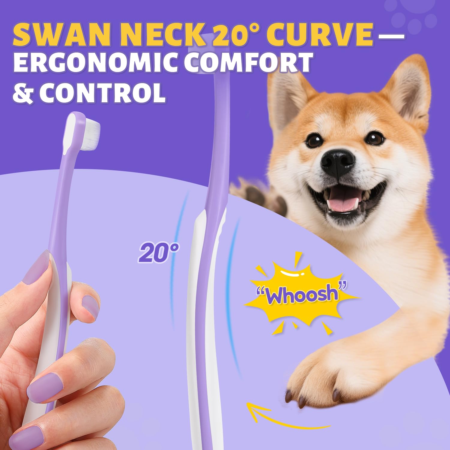 VVHOMIFE toothbrush close-up of ultra-soft bristles for gentle gum care in puppies.