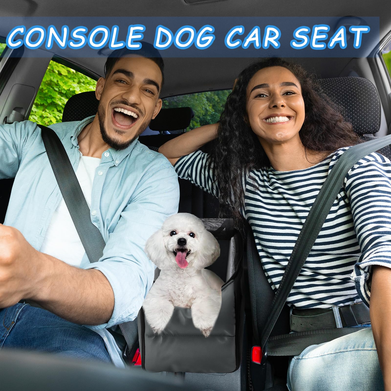 VVWVVW center-console-dog-seat-pet-storage-bag keeps travel essentials organized.