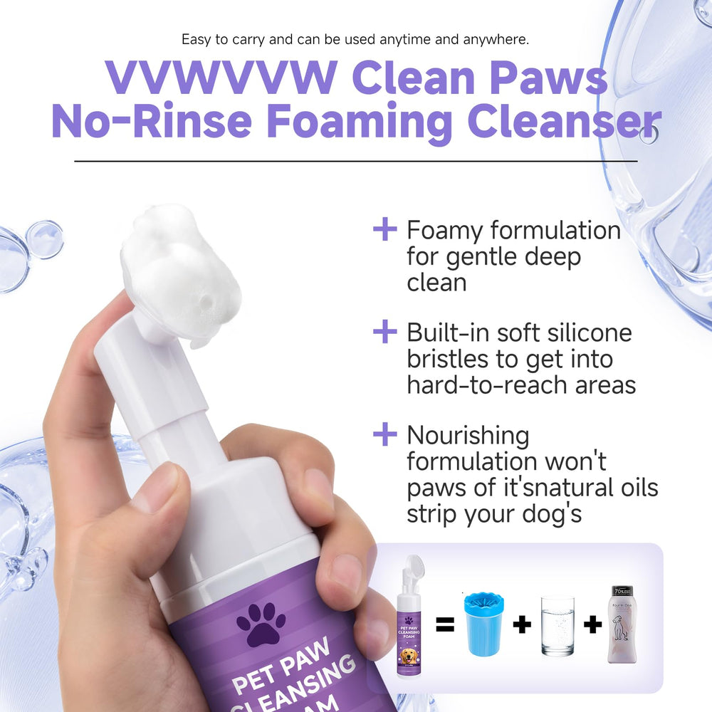 VVWVVW paw cleaner kit built-in brush closeup enables easy between-toe cleaning.