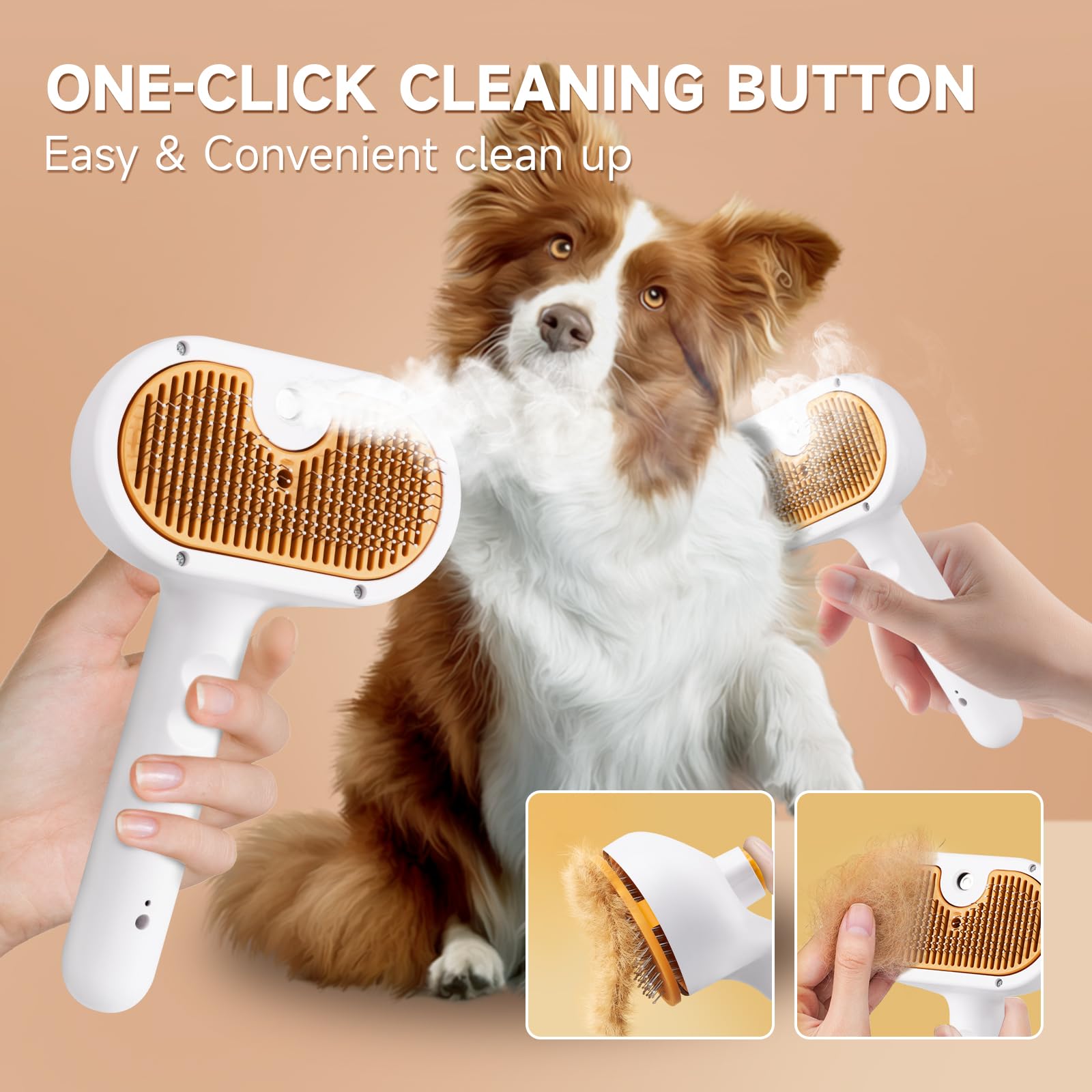 VVWVVW Pet Steam Brush suitable for dogs and cats of all coat lengths