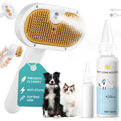 VVWVVW Pet Steam Brush front view shows compact grooming tool for quick sessions