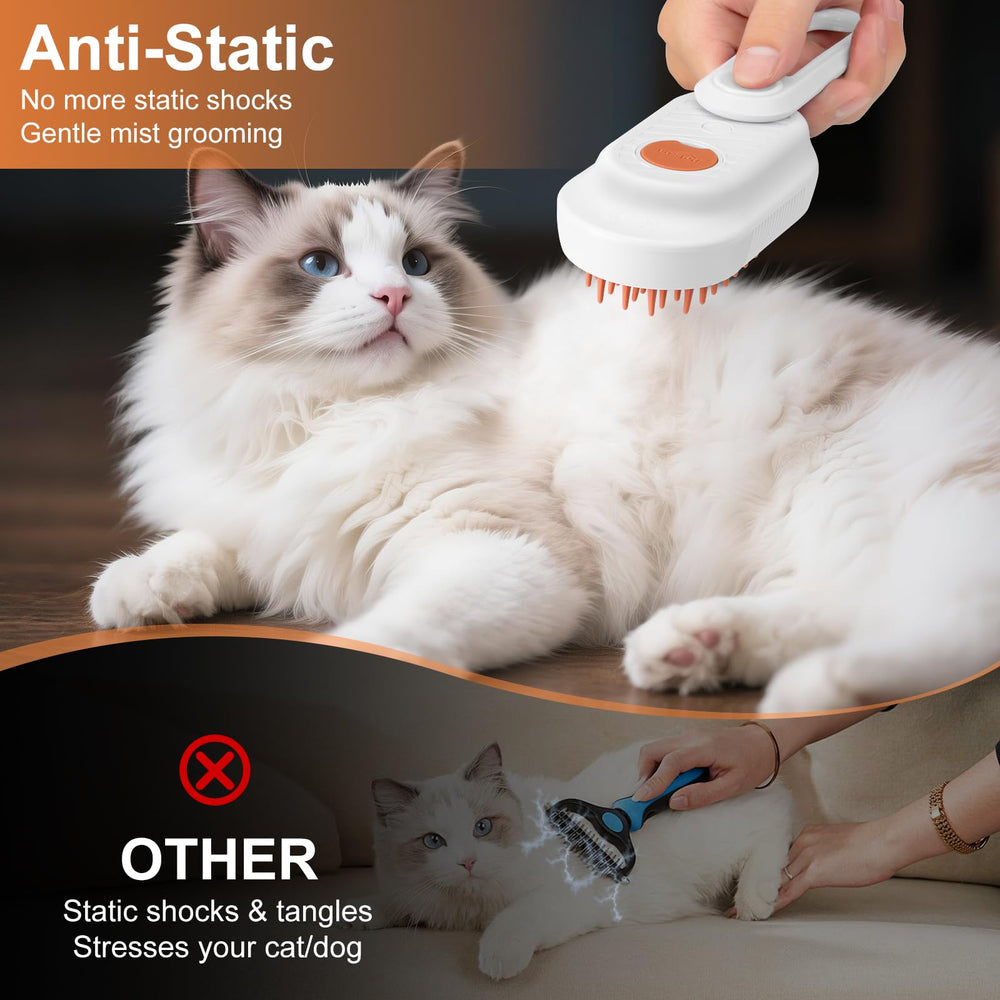 VVWVVW Steam Brush 360 nozzle adjusts mist for detangling fur gently