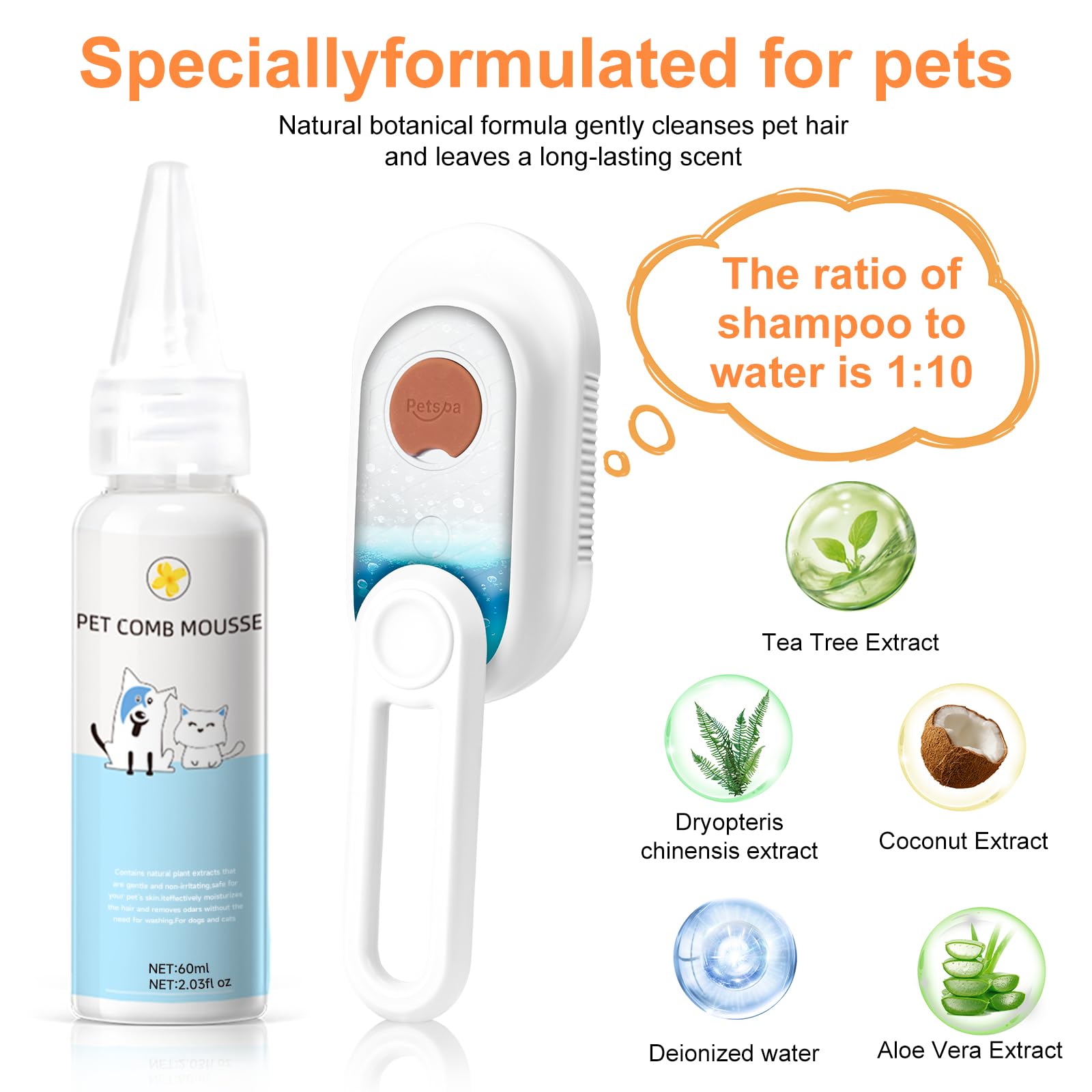 VVWVVW Steam Brush silicone bristles lift fur softly without scratching skin