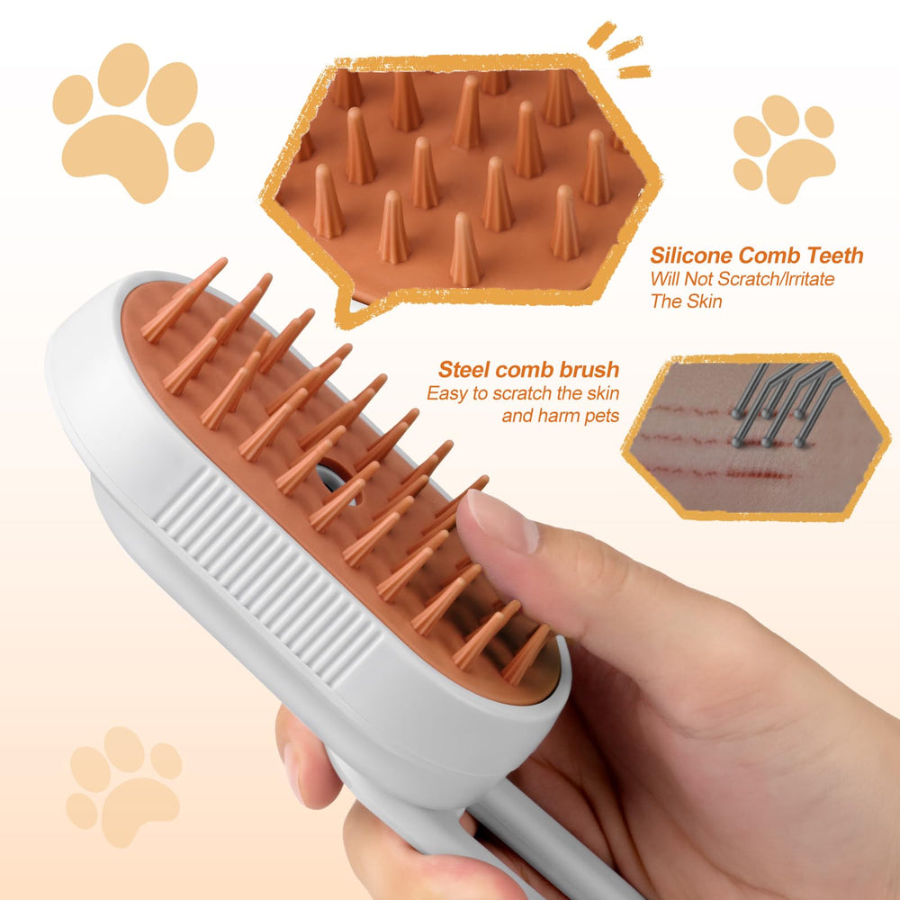 VVWVVW Steam Brush soft skin materials offer safe grooming for sensitive pets