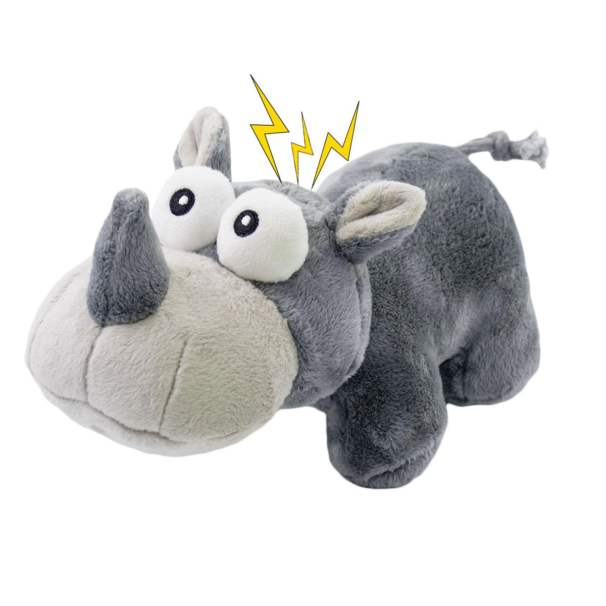 VWPTCHI Tough Dog Toy Rhino Crinkle Grey for interactive play and chews.