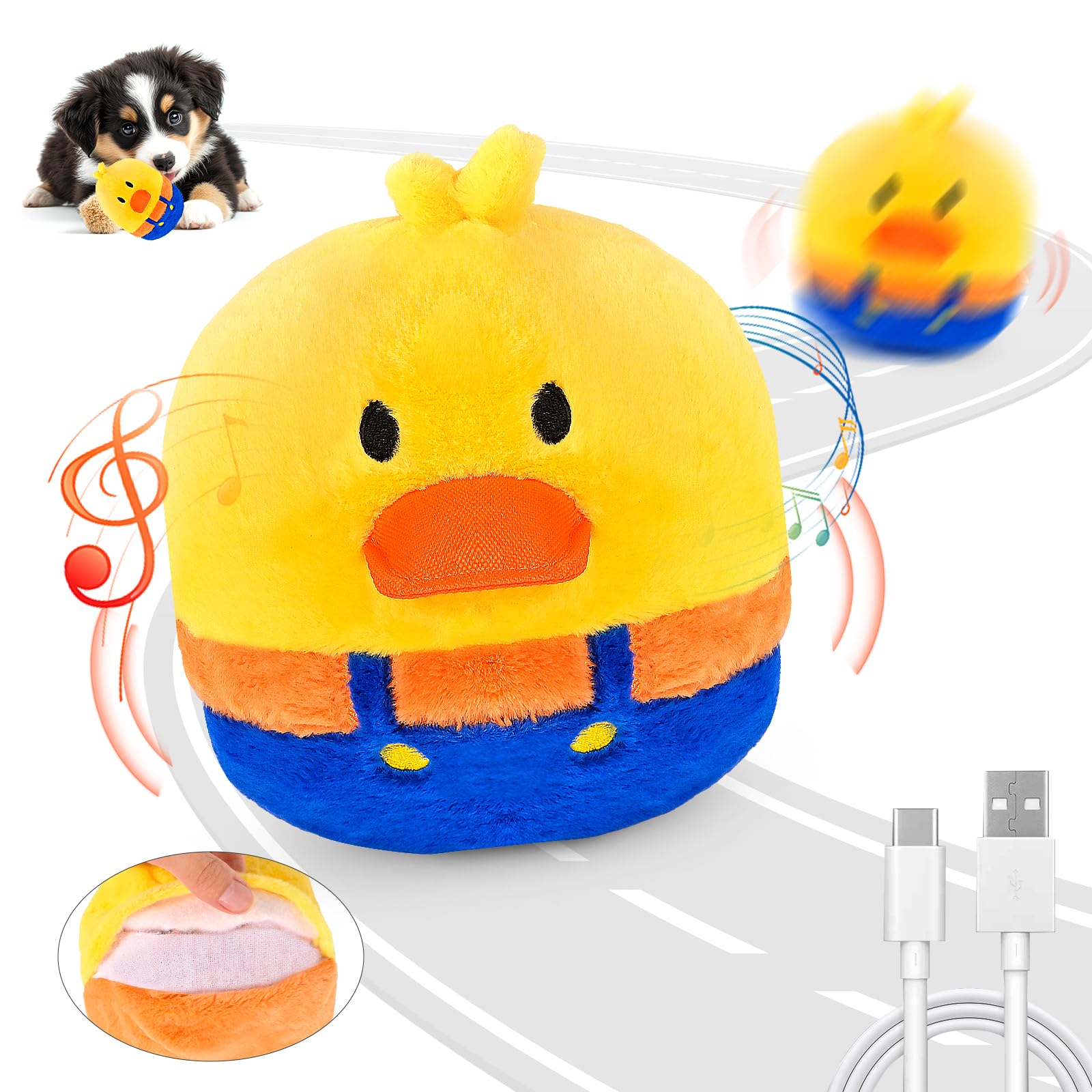 VYsTN Christmas interactive dog toy closeup shows soft plush cover for gentle play.